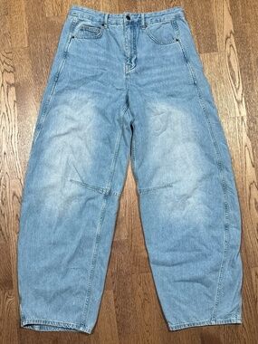 ME+EM Extreme Tapered Curved Wide Leg Denim Jeans Blue Womens 28